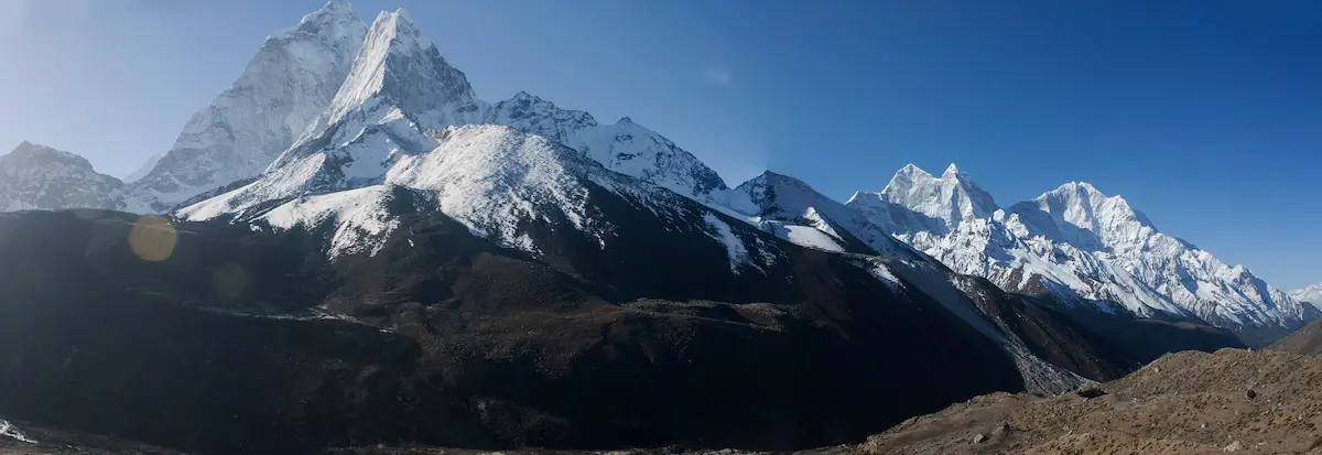 Climbers on Himalayan peak by nepal tour and trek